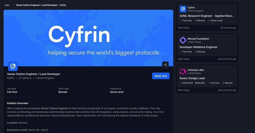 Cyfrin hosted its own Jobplatform today!